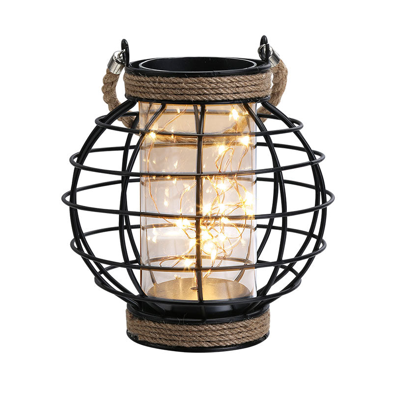 7.3" Tall Battery Powered Table Lamp-Hemp Rope Cage-Style Fairy Decorative Table Lamp