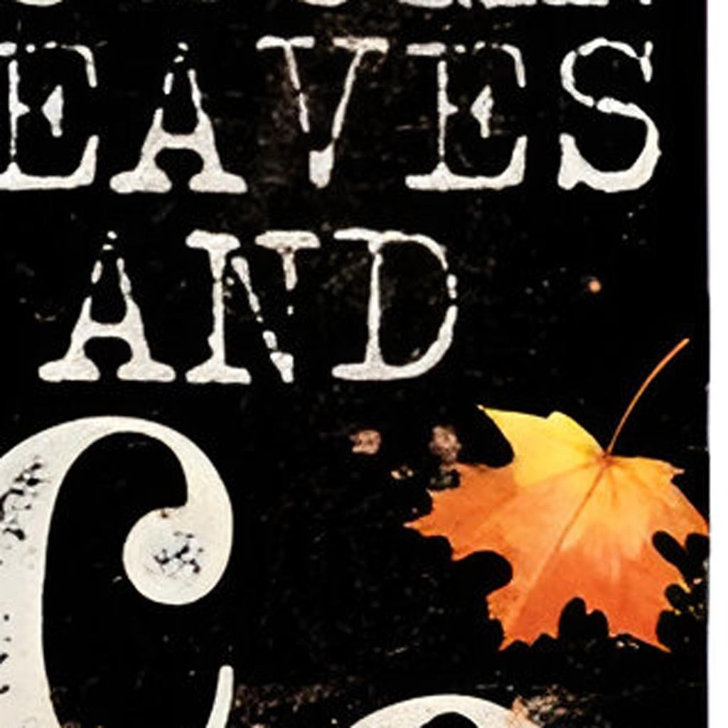 36" Black And White Autumn Leaves Solid Wood Porch Sign